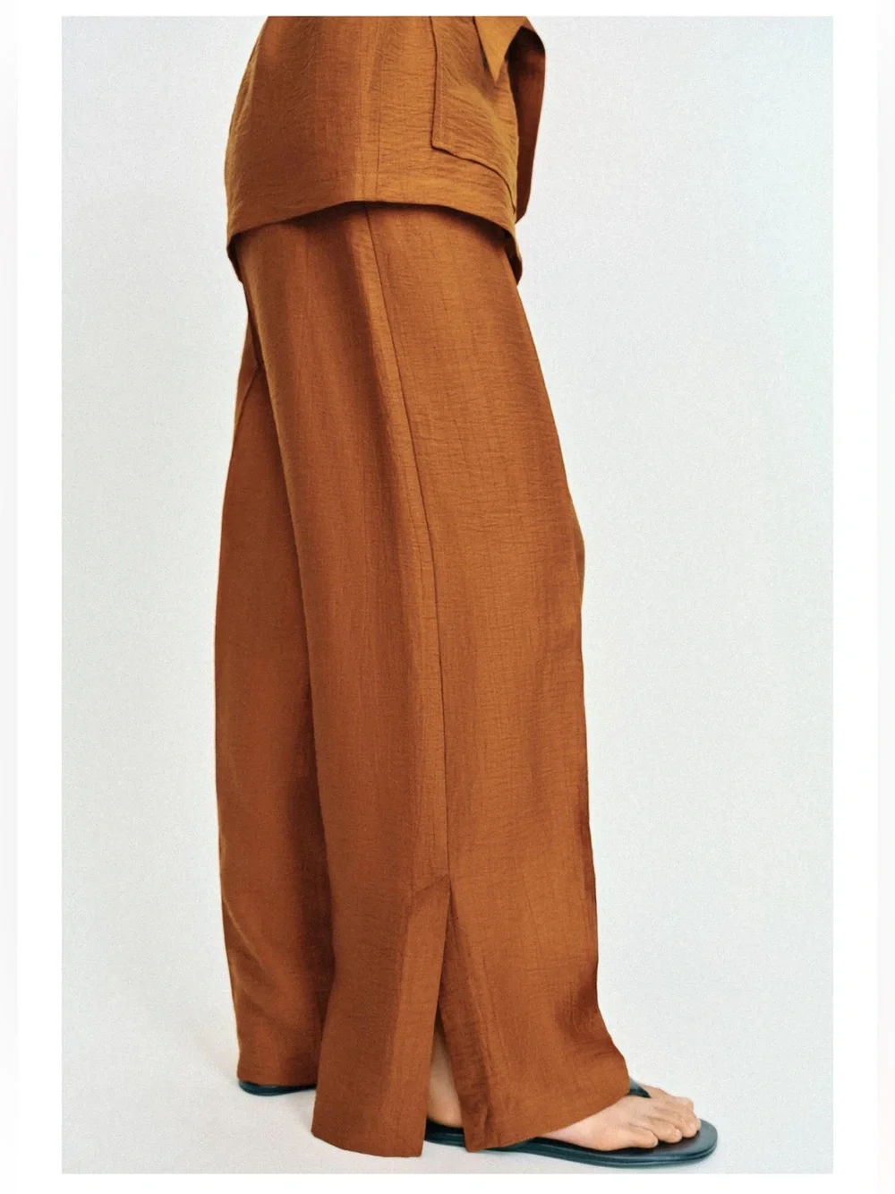Zara linen blend 2 pcs pants set jacket and matching pants